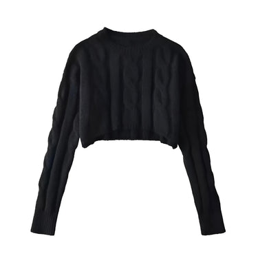 Long Sleeve Top Women's Fashion Cropped Sweater Preppy Pullover Short Sweater, Drestiny, Sweaters, Crop Sweaters, Pullovers, Crop Tops, S, M, United States, Australia, New Zealand, United Kingdom, Long Sleeves, Black, Grey, Red, Sky Blue, White, shopdrestiny.com